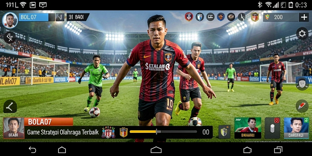 Tampilan menarik dari gameplay BOLA07 menunjukkan strategi sepak bola.