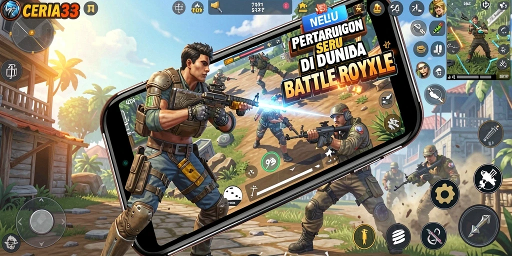 Screenshot gameplay CERIA33 yang menampilkan aksi Battle Royale seru.