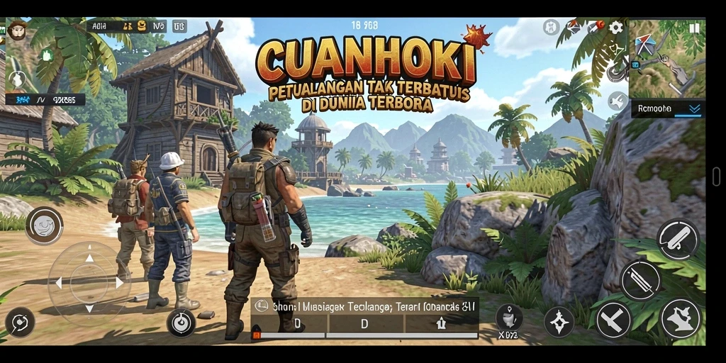 Tampilan menarik dari gameplay CUANHOKI di dunia terbuka.