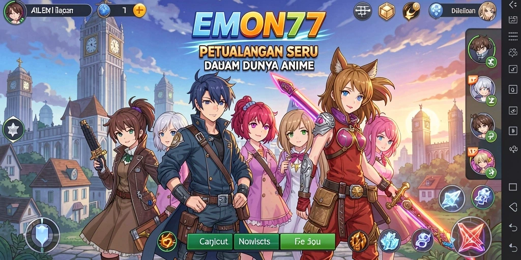 Tampilan gameplay seru dan dinamis dalam EMON77.
