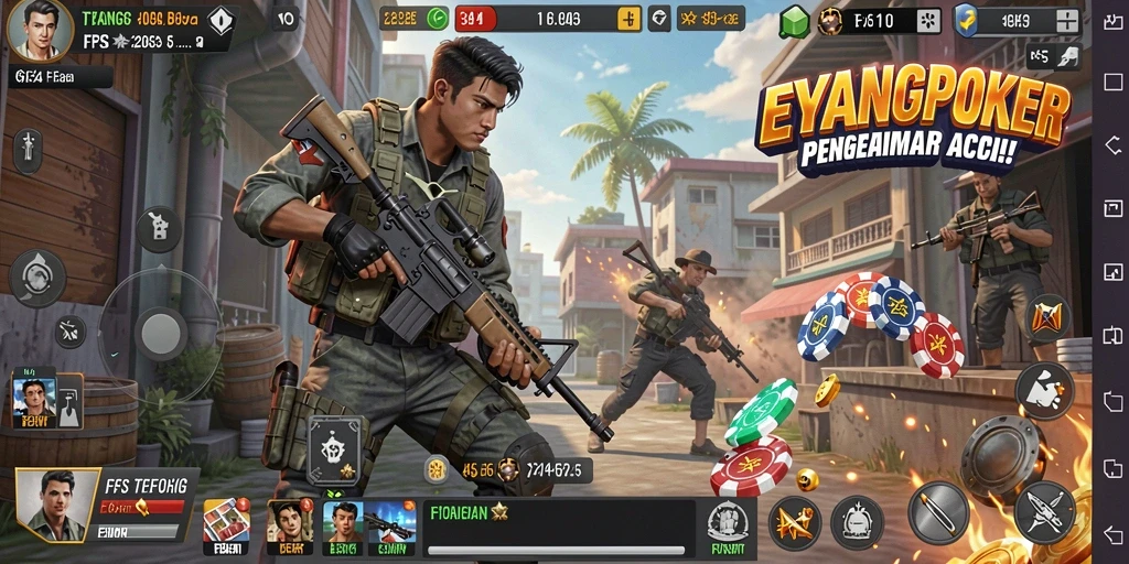 Tampilan menegangkan dari gameplay <strong>EYANGPOKER</strong> yang menarik.
