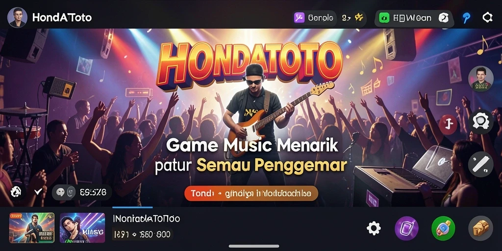 Tampilan gameplay HONDATOTO dengan pengalaman musik yang seru.