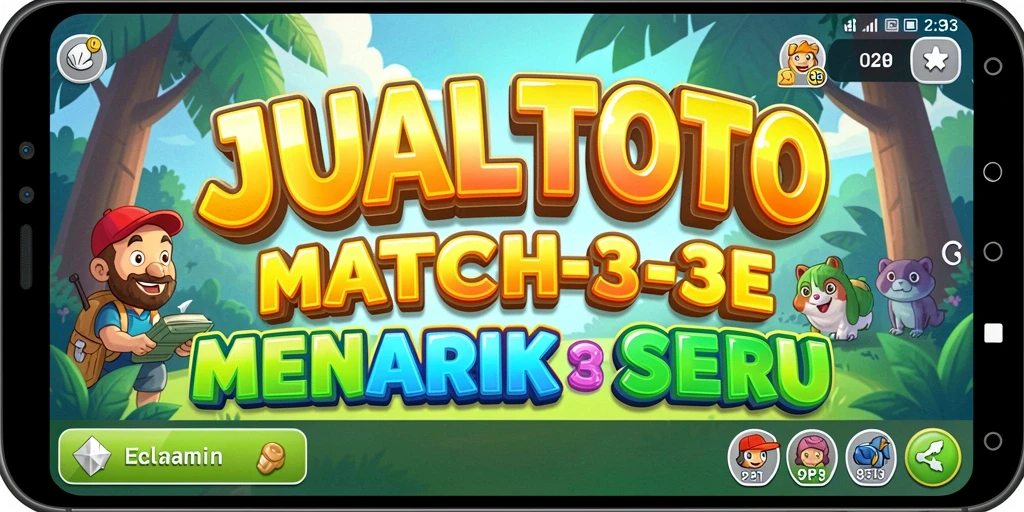 Screenshot gameplay JUALTOTO menampilkan aksi Match-3 yang seru.