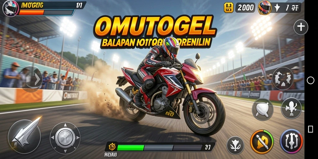 Tampilan gameplay menarik dari OMUTOGEL yang menggambarkan balapan seru.