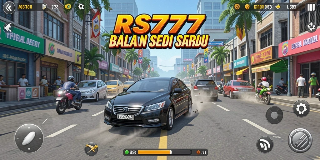 Screenshot gameplay RS777 menampilkan aksi balapan yang mendebarkan.