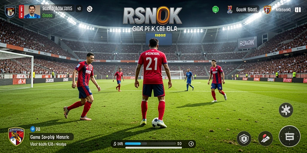 Tampilan gameplay menarik dari RSNOK dengan aksi sepak bola yang intens.