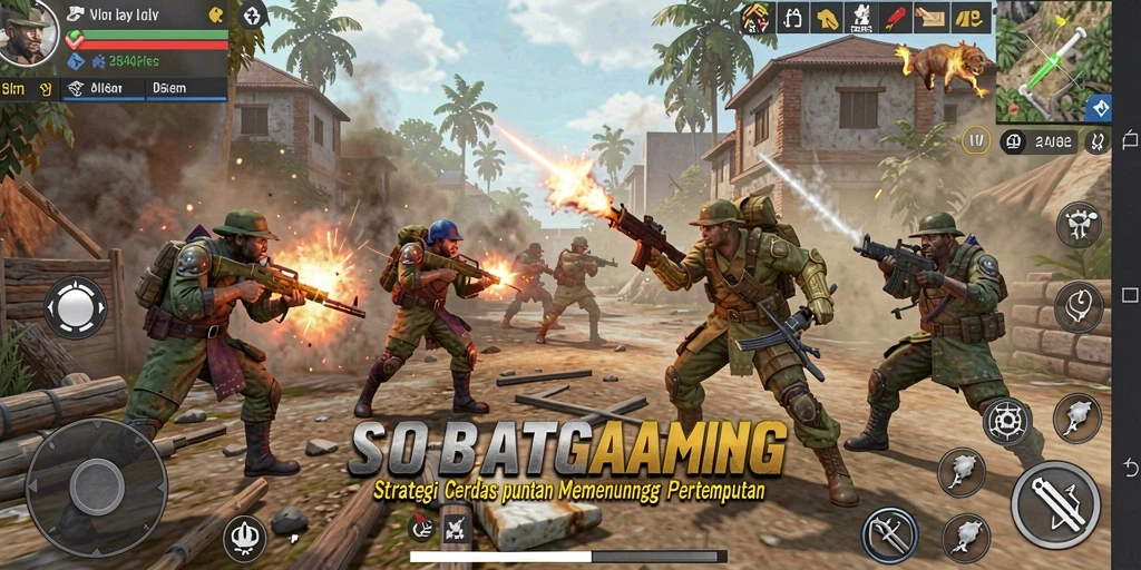 Screenshot gameplay SOBATGAMING yang menampilkan pertempuran strategis.