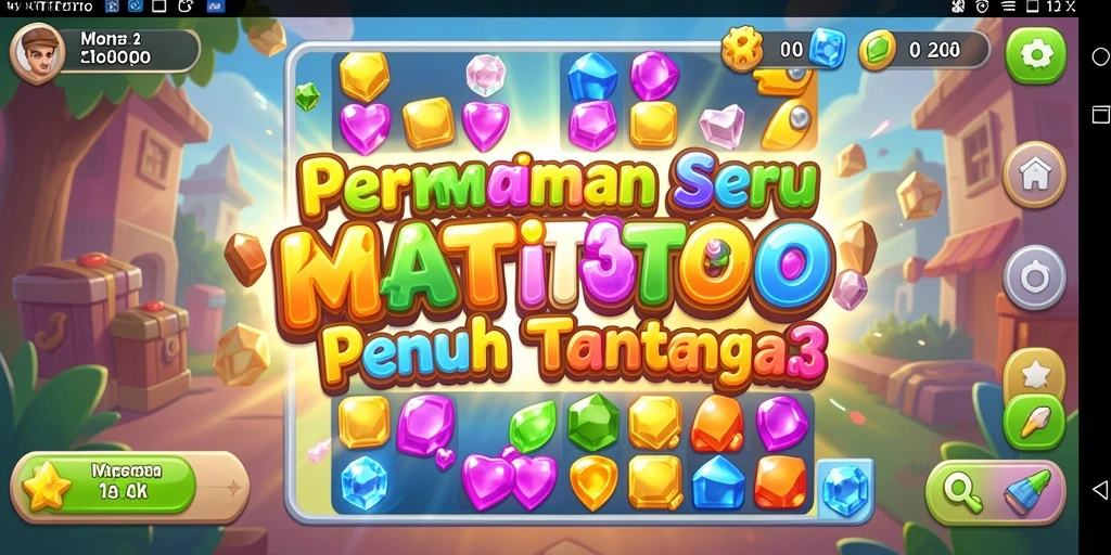 Screenshot WATITOTO menampilkan gameplay Match-3 yang seru dan penuh warna.