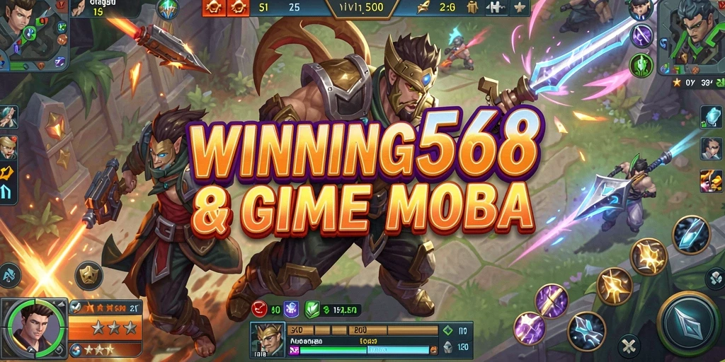 Tampilan gameplay seru dalam WINNING568 yang penuh aksi MOBA.